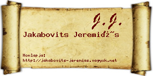 Jakabovits Jeremiás névjegykártya
